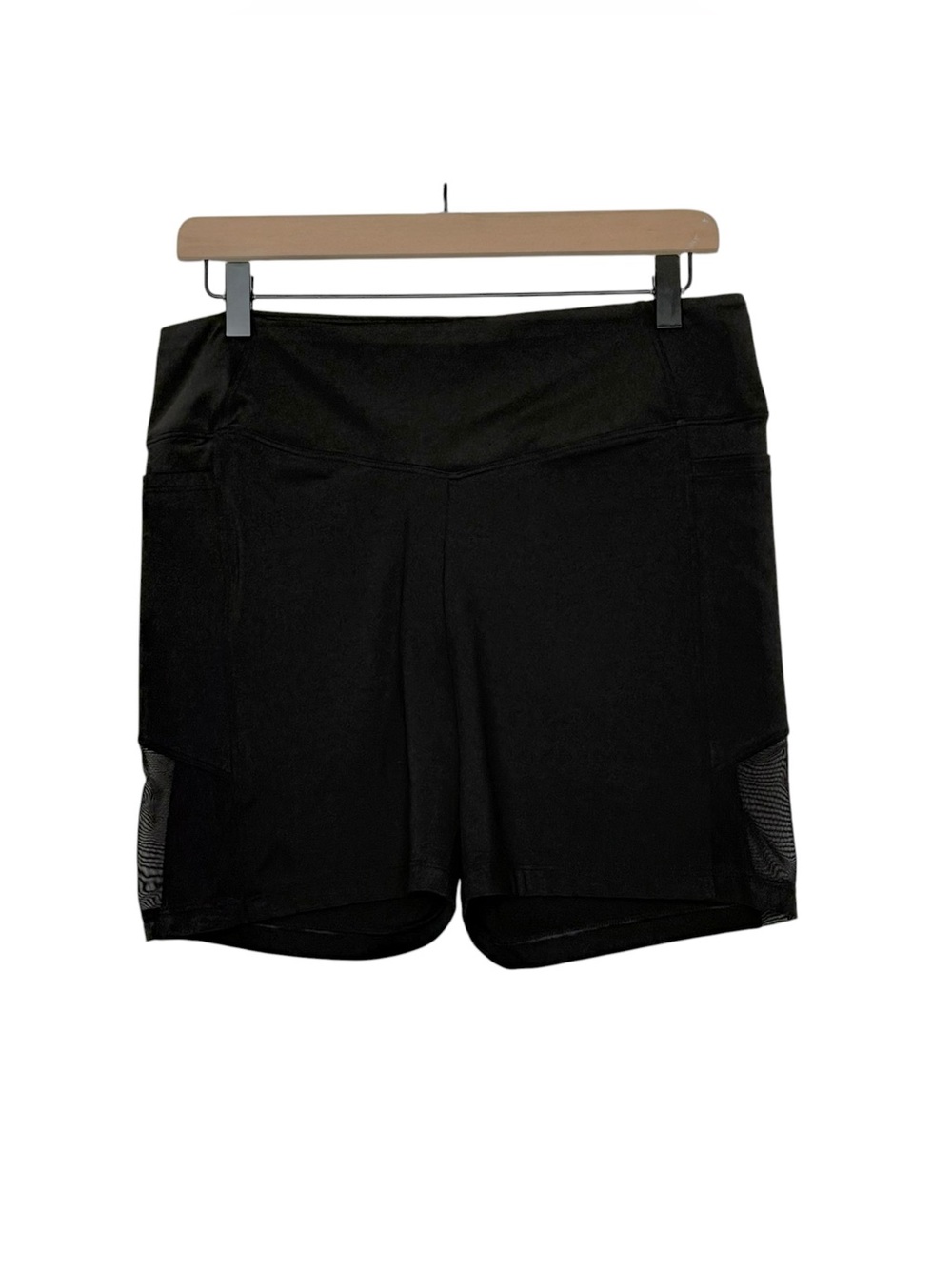 Victorias Secret Pink Active XL Biker Shorts Mesh Panel Pockets Black